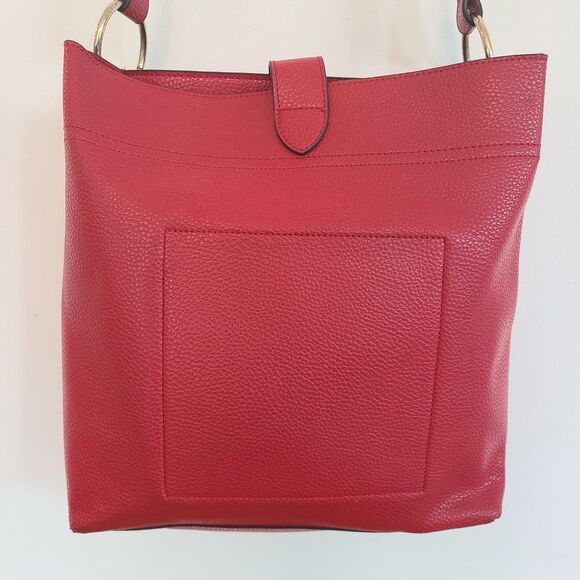 Vintage Steve Madden Red Faux Leather Handbag Shoulder Bag Crossbody Bag Purse - Picture 6 of 10